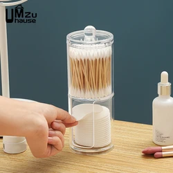 Swabs Makeup Cotton Box Cosmetic Pads Clear Case Dental Floss Dispenser Tips Holder with Lid Vanity Bathroom Storage Organizers