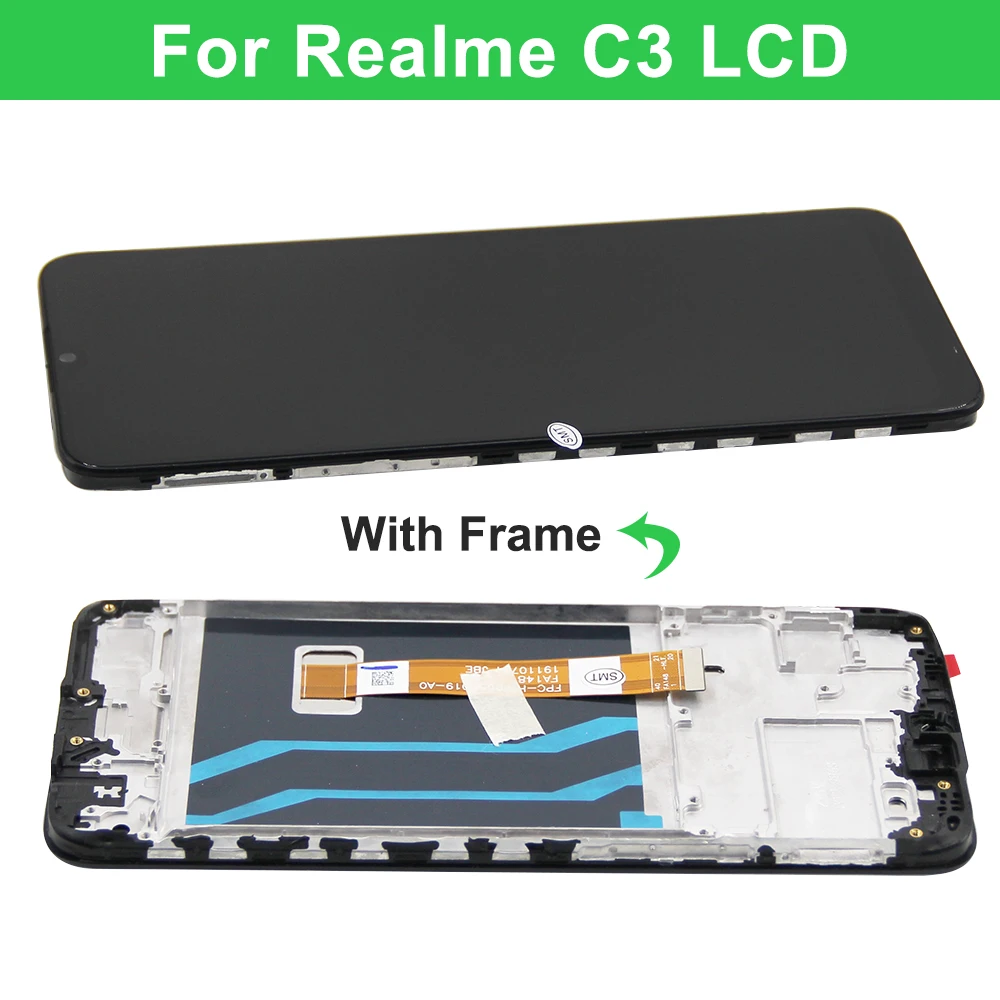 6.5\'\' For Realme C3 RMX2027 RMX2021 RMX2020 LCD Display with Frame Digitizer Touch Screen Replacement for OPPO Realme C3 lcd