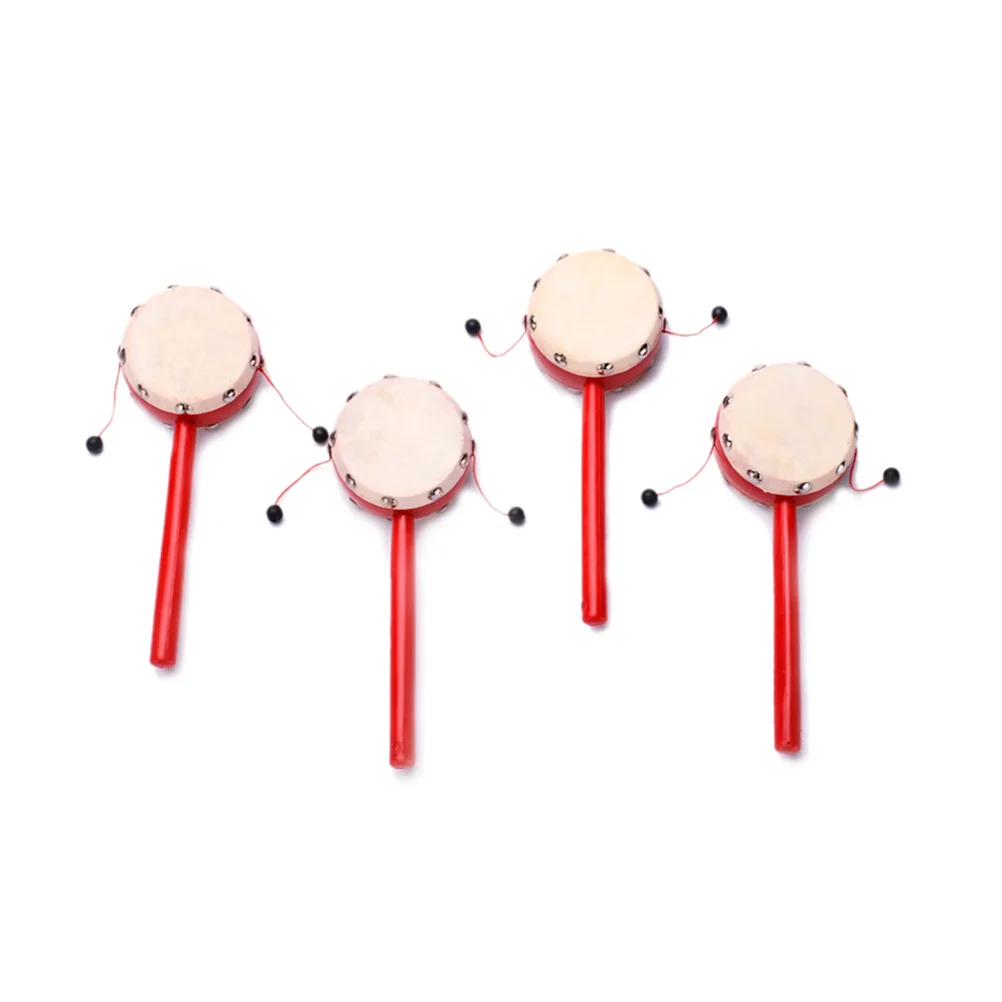 

2 Pcs Rattle Drum Toys Kid Kids Musical Instruments for Children Baby Wooden Tambourine