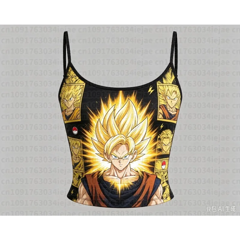 Dragon Ball Vegeta Super Saiyan Vest Tank Top Anime Print Breathable Sportswear Women Streetwear