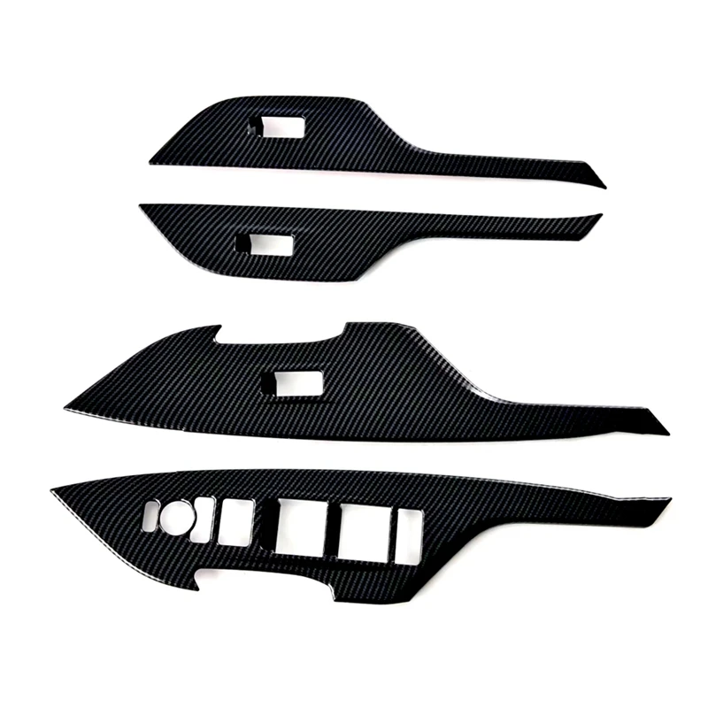 4 Piece Window Lift Switch Cover Trim Interior Accessories Carbon Fiber Pattern For Toyota Yaris Cross 2024 RHD