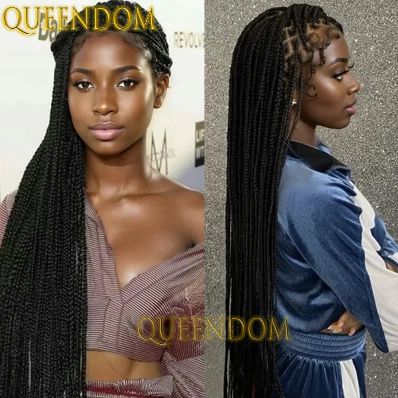 

Full Lace Synthetic Small Box Braid Wig Knotless Natural Plait Cornrow Braids Wig 36 Inch Crochet Braided Wigs for African Women