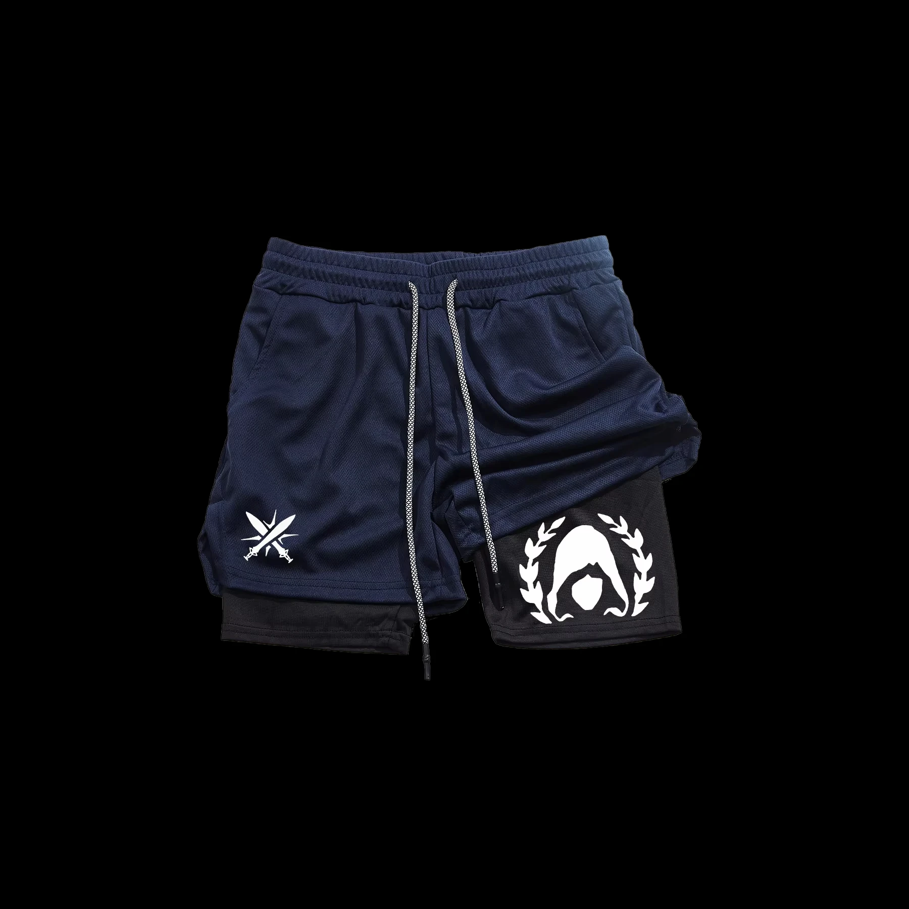 Assassin - Men's 2-in-1 sports shorts, quick drying running shorts, gym and fitness training, double-layer RL0419