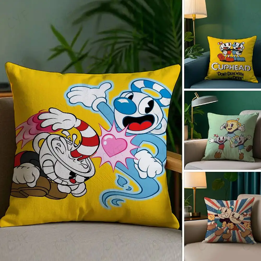 

Funny Games C-Cuphead Anime Pillow Case Custom Printed Brushed Fleece Pillow, Baby Skin-Touch, Eco-Friendly Dye-Sublimation Cush