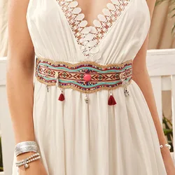 Colorful Bead Girdle Women's Luxury Design Fashion Casual Trend Clothing Accessories Boho Gothic Ethnic Corset Elastic Belt
