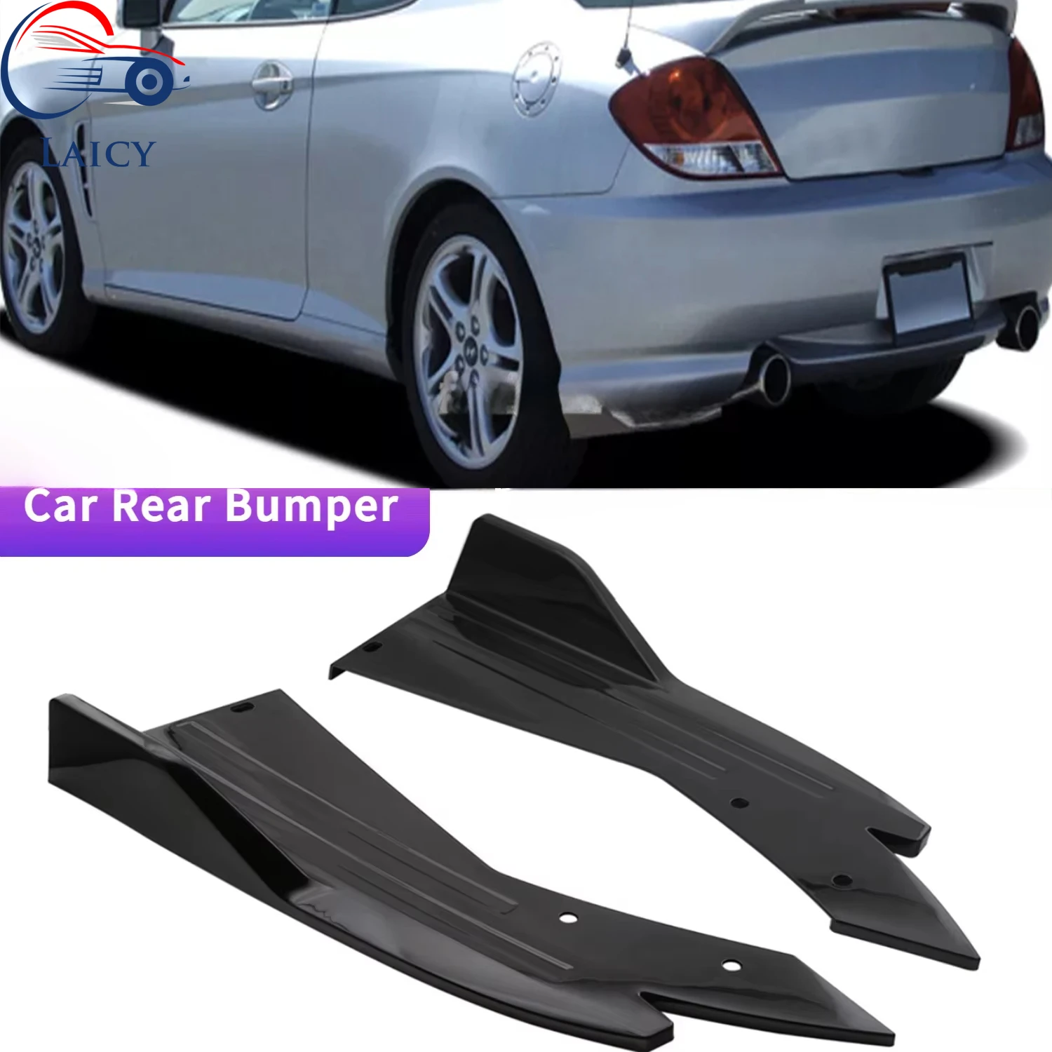 

LAICY For Hyundai Tiburon Car Rear Bumper Spoiler Lip Splitter Diffuser Body Kit Side Skirt Protector Covers Black