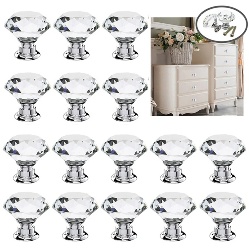 European Style Modern Diamond Shape Dresser Crystal for Drawer Cabinet Knobs Door Handle Drawer Knobs Pulls Handles