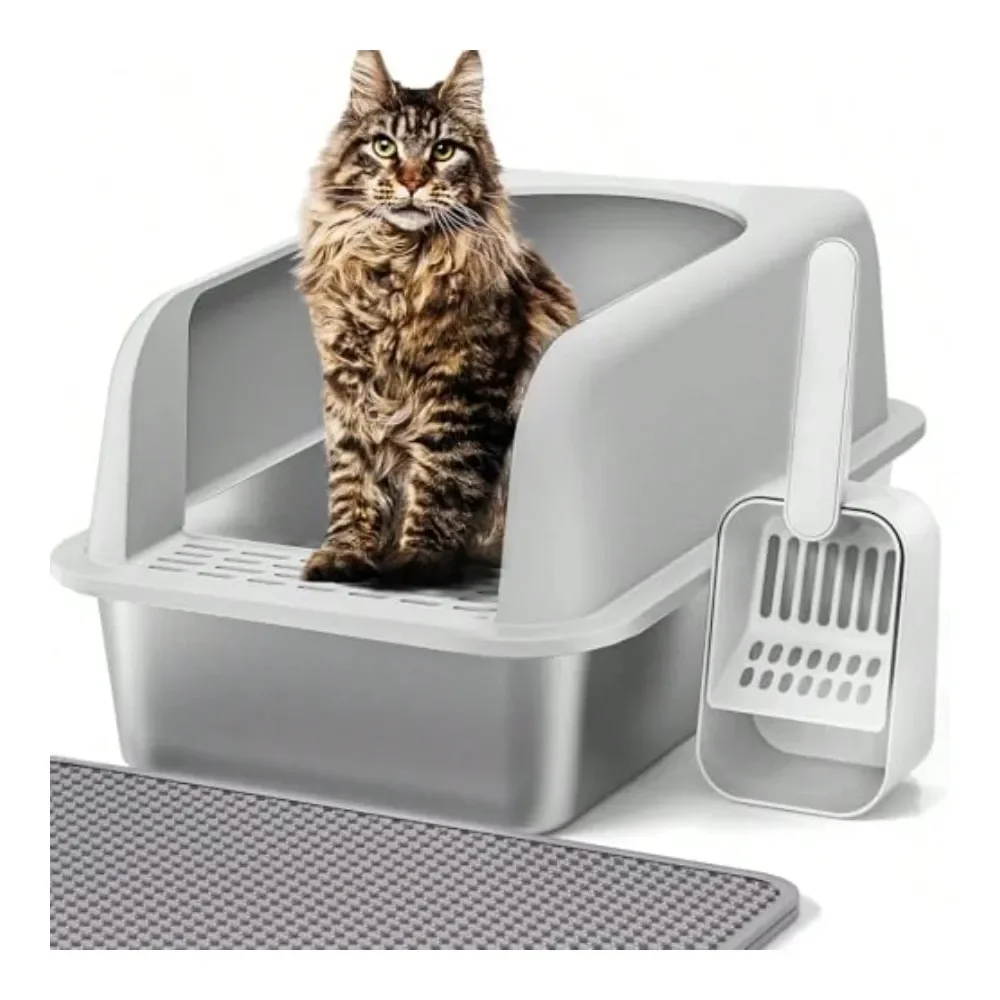 

Cat Litter Box Litter Box Cat AccessoriesSteel Cat Litter Box With Lid 20 L X 14.2 W X 11.8 H Extra Large Litter Box For Big Cat