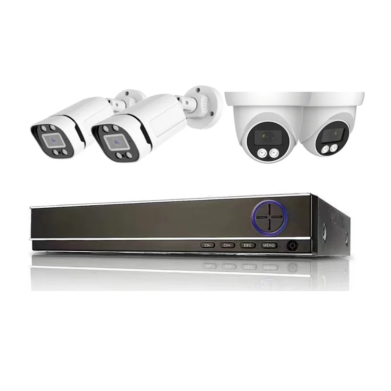 

2 Dome 2 Bullet Security DVR Kits Hard Disk Drive Remote Digital Video Recorder 4CH 2MP 5MP 8MP Wired AHD CCTV System