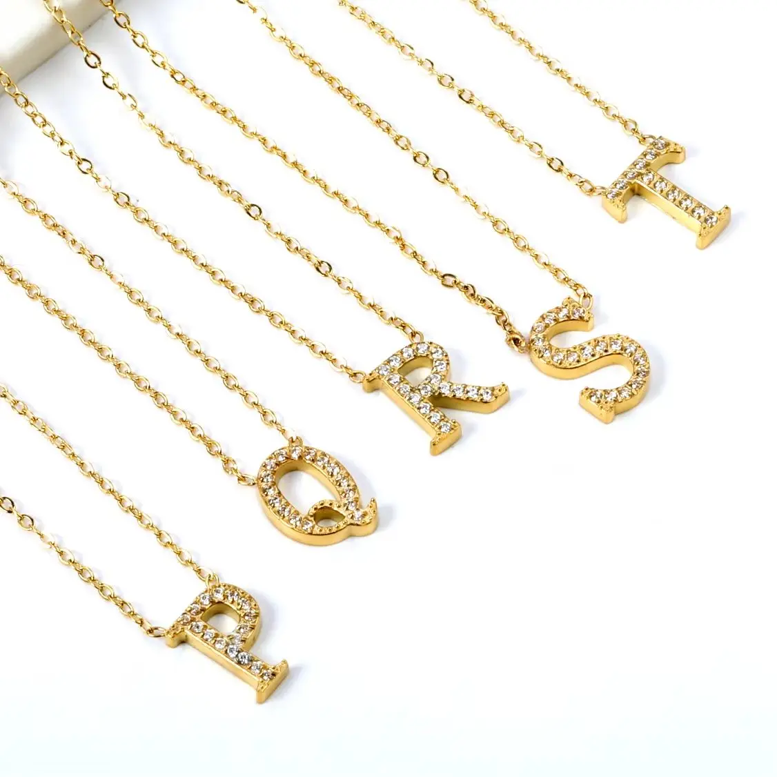 LUXUKISSKIDS Friends Jewelry Gifts Minimalist Zirconia 26 Letters Pendant Necklaces Alphabet Clavicle Choker for Woman/Men Colar