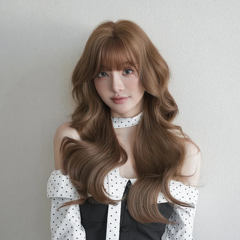 Women's long curly layered synthetic wig, high-quality high-temperature fiber synthetic hairpiece