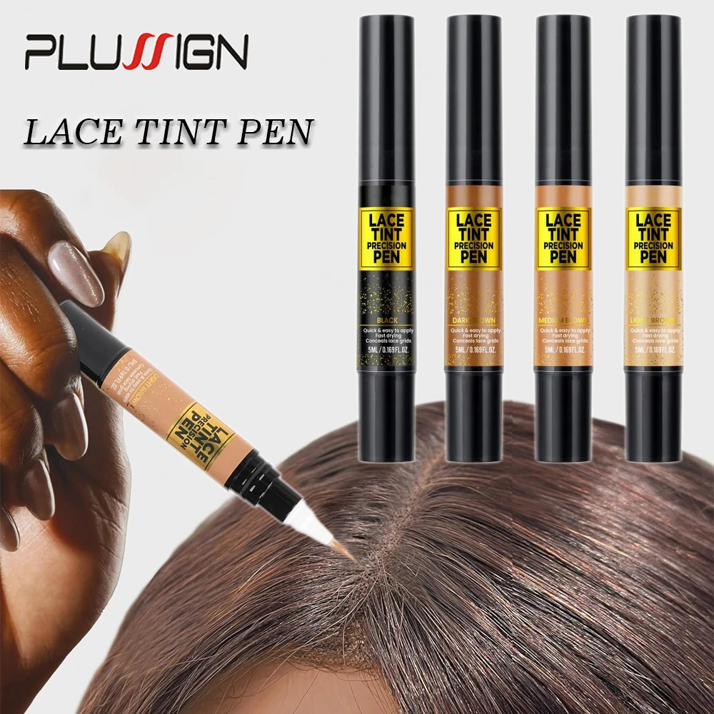 

Plussign кружевная ручка-оттенок для париков, невидимая линия роста волос, тонированная кружевная ручка для прецизионного пробора, 5 мл, ручка для оттенка кружевного парика с кистью-аппликатором
