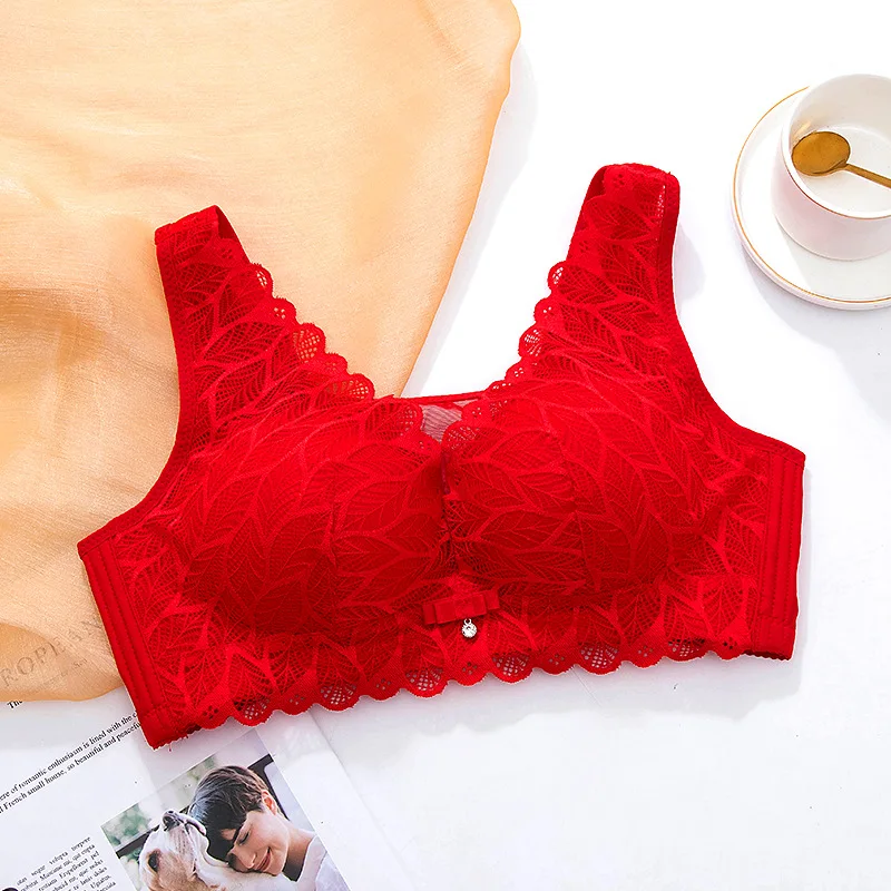 Women Full Cup 3D Cup Push Up Wire Free Bra Solid Color Ultrathin Lace Embroidery Lingerie Sexy Rimless Bra Brasieres Para Mujer