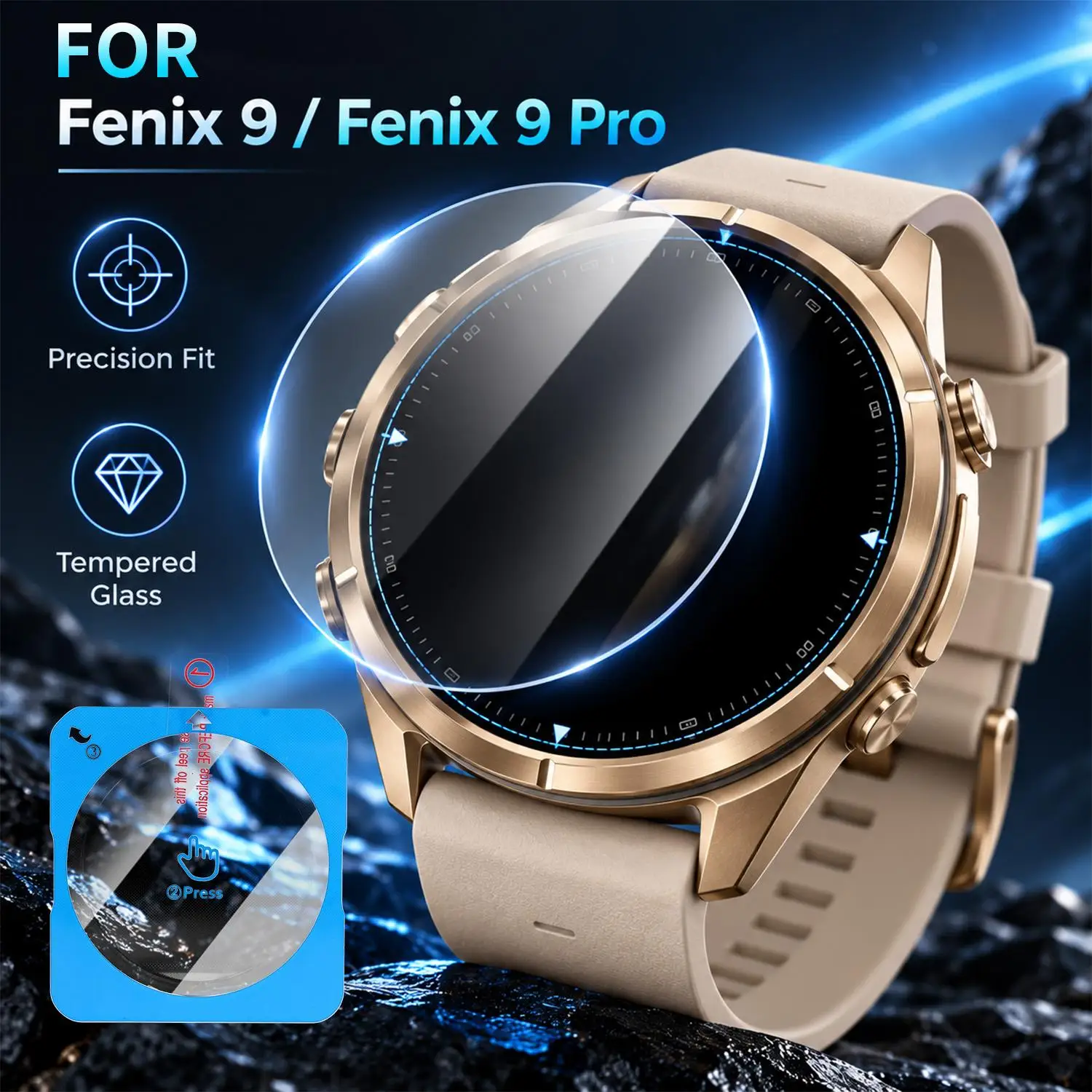 For Garmin Fenix 9 Pro 43MM 47MM 51MM Smart Watch Tempered Glass Screen Protectors Clear Film Auto-alignment Installation Kit