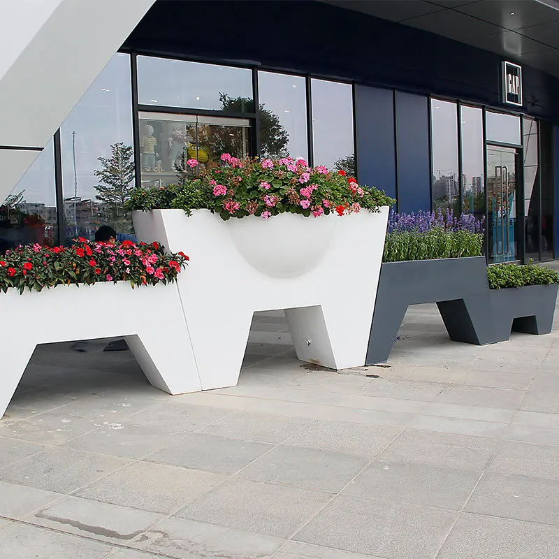

FRP цветочная коробка торгового центра оцинкованная цветочная коробка креативная комбинация цветочного устройства современное простое наружное украшение