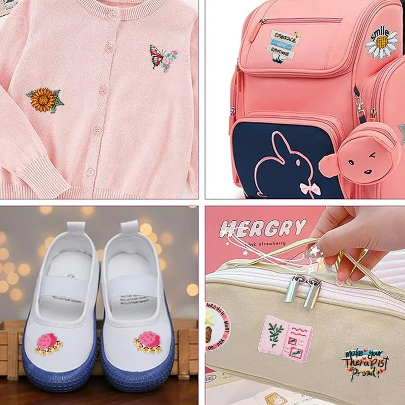 Flower Letter Embroidery Cloth Sticker Butterfly Embroidery Sticker Ironing Stamp Ironing Yellow Chrysanthemum Book Clothes