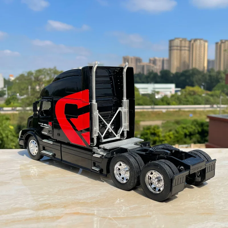 1/32 سبيكة مقطورة شاحنة رئيس نموذج سيارة دييكاست حاوية معدنية شاحنة الهندسة المركبات النقل نموذج سيارة ألعاب أطفال هدية