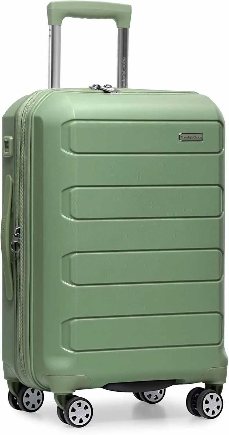 

Expandable Hardshell Carry-On Luggage with Spinner Wheels, 22-Inch Green Travel Suitcase