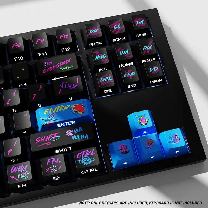 Copritasti per tastiera Jinx 125 tasti Cherry Pbt Sublimation Gaming Copritasti personalizzati personalizzati