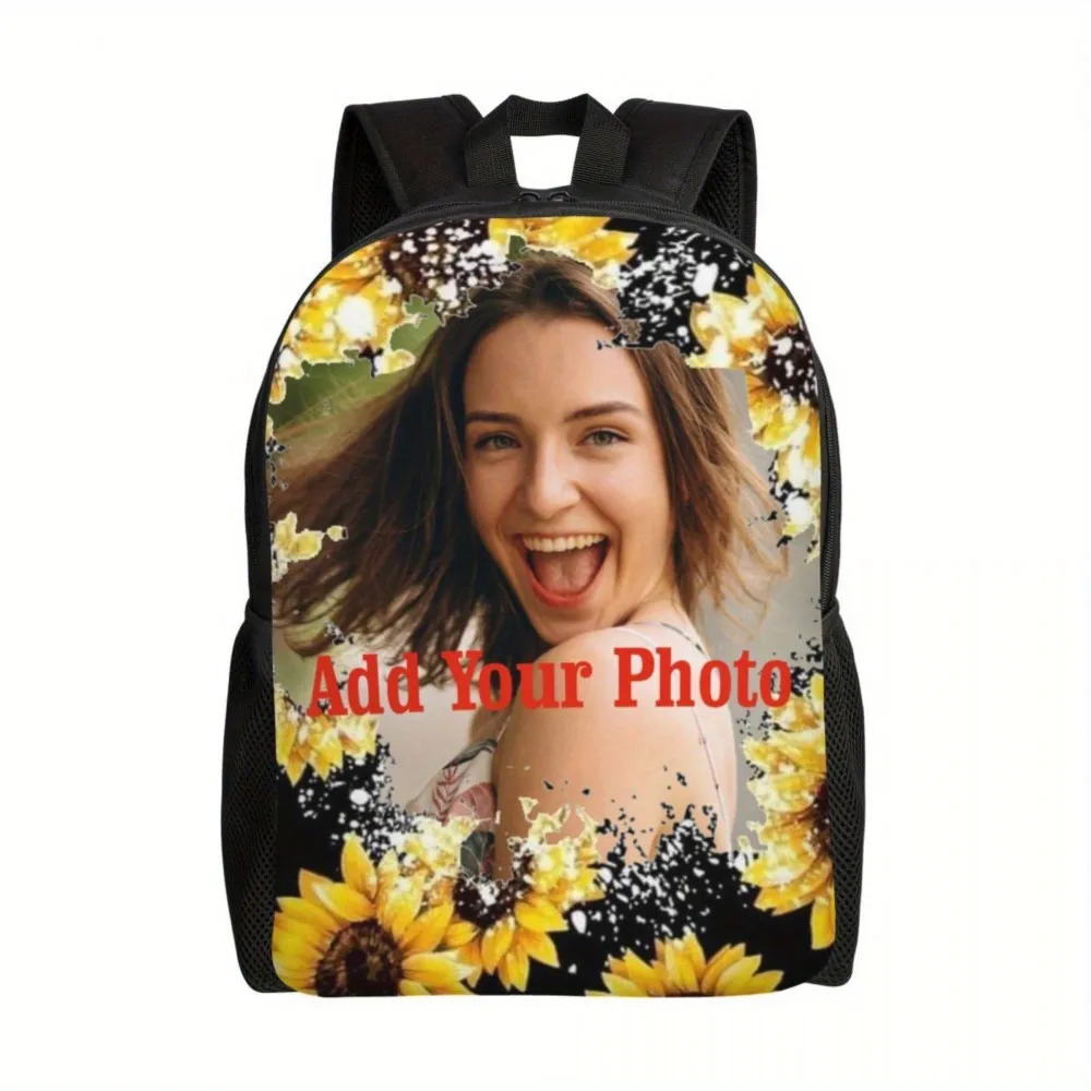 1pc Custom Photo Backpack - Personalize with Your Image, Lightweight, Daypack for School, College, Travel And Work
