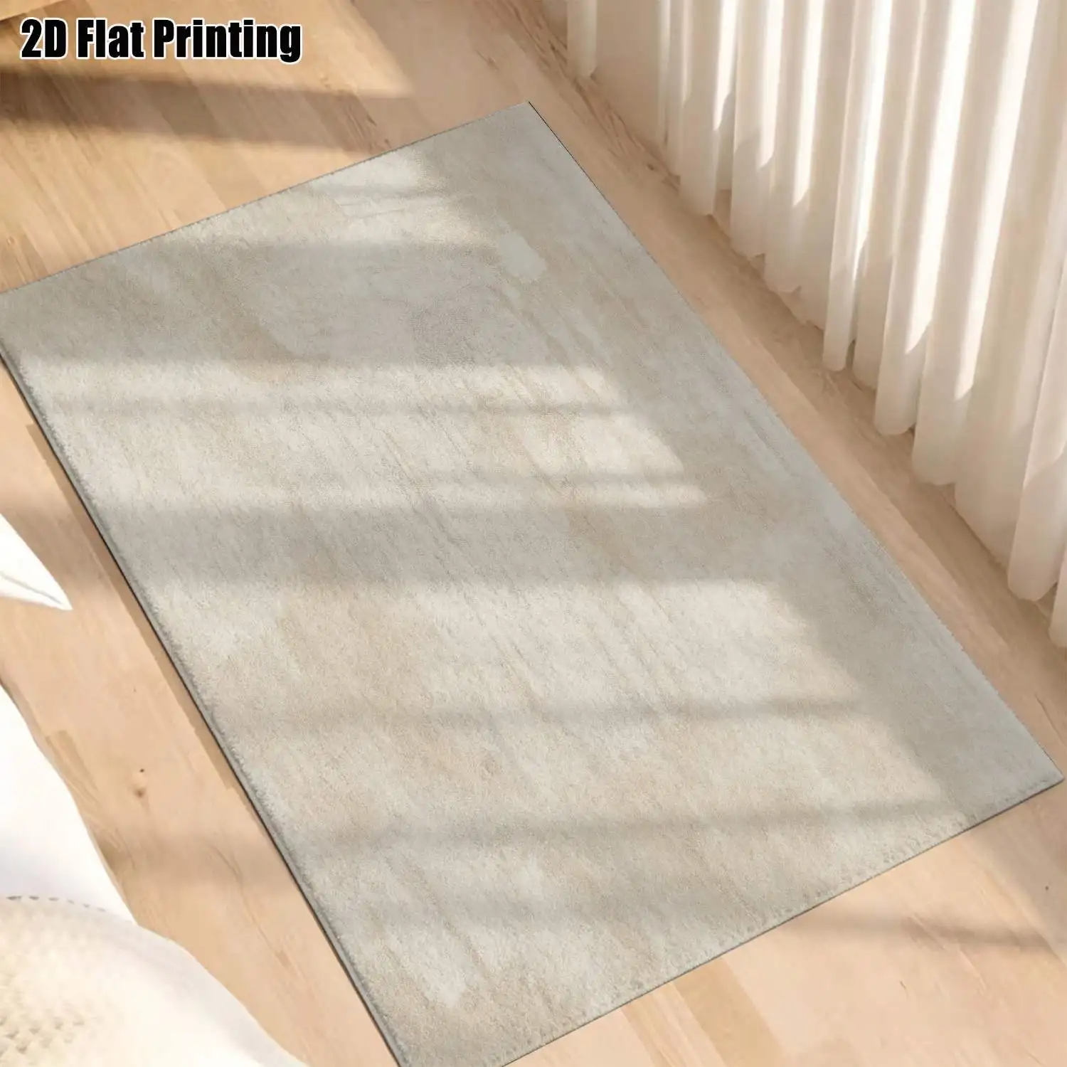 1Pc 2D Printed Carpet: Beige&White Abstract Art, Nordic/Instagram Style, Modern Minimalist Vintage Geometric Striped, Home Decor, Multi-Size, Machine Washable, Suitable for Entrance, Dining, Foyer, Bedroom, Living Room