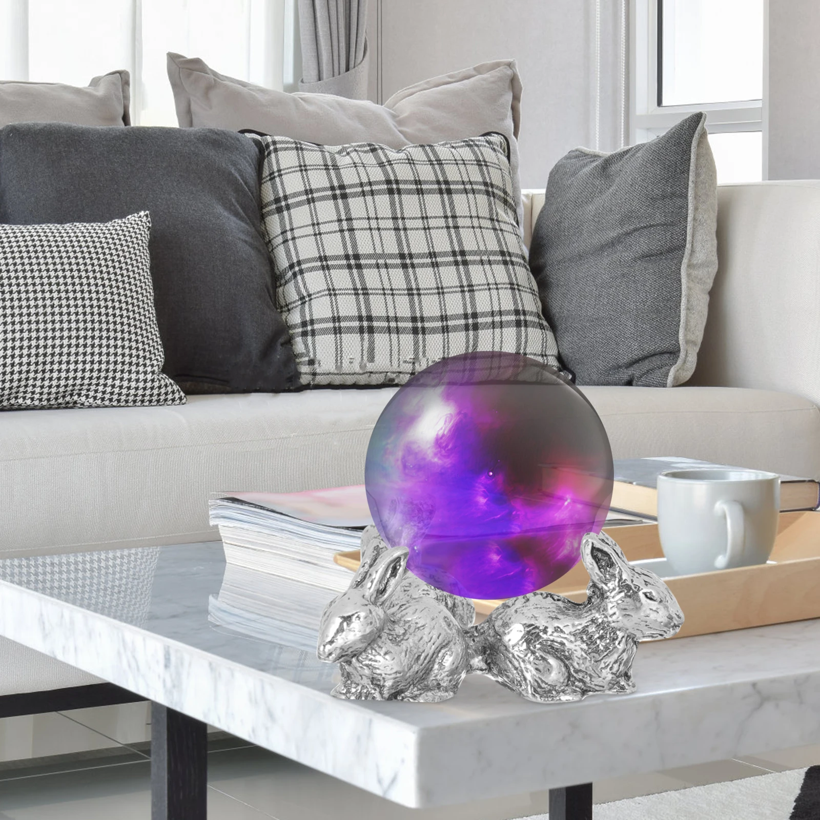 

Retro Bunny Figurine Crystal Ball St Metal Alloy Desktop Decor Display Rack Stylish Appearance Lightweight Portable Practical