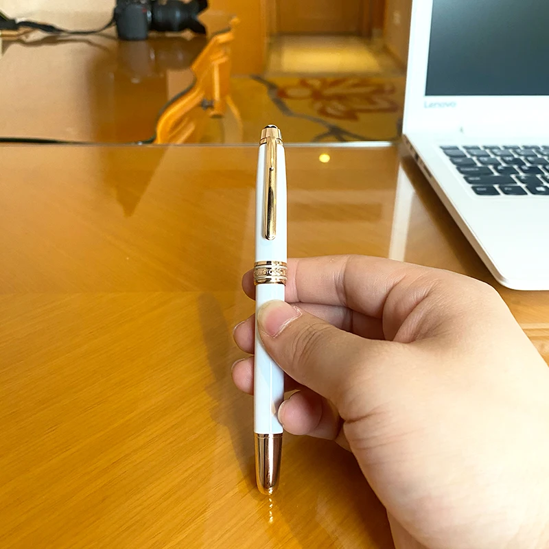 

PIX Series Resin Ballpoint Pen Pure Black Plated with Platinum Gold-Rose Gold Clip for Signature Business Office Use