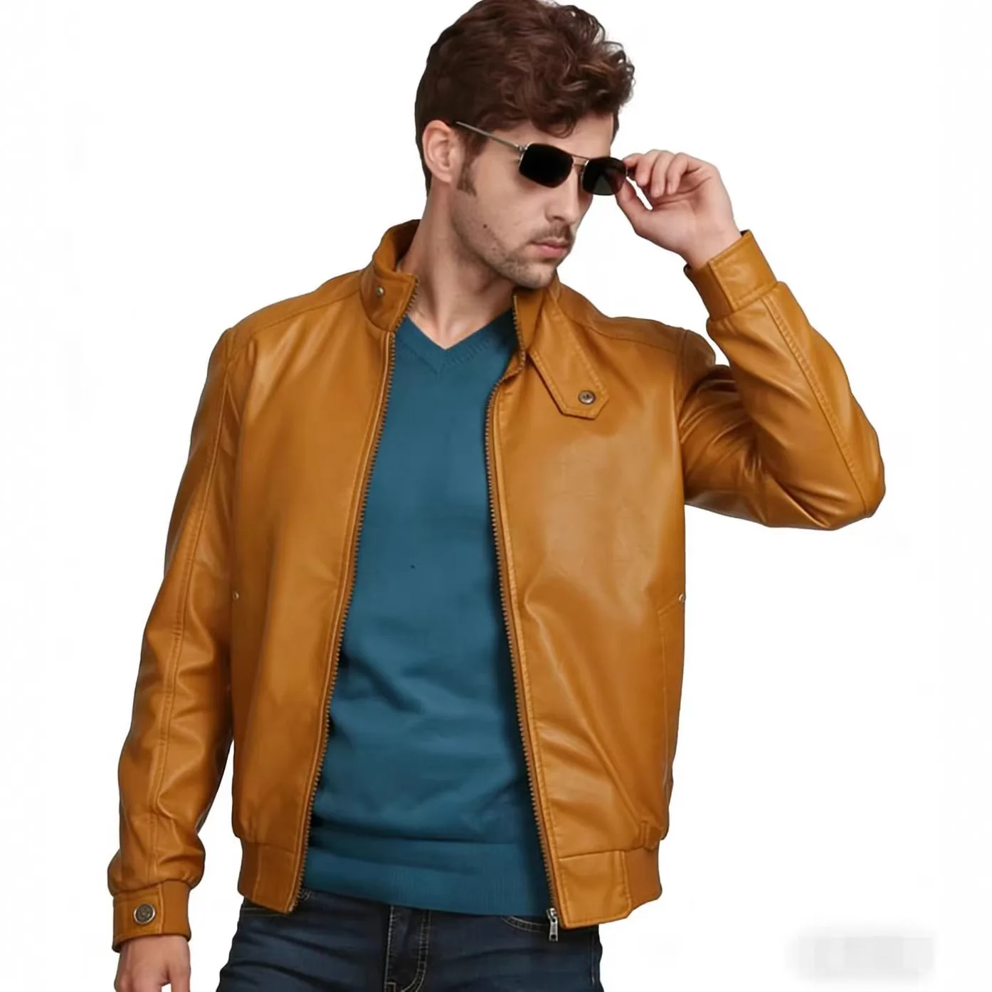 

Мужская кожаная куртка из матовой искусственной кожи, осенне-зимняя коллекция 2026, модная, приталенная, в стиле лоферм, с воротником-стойкой