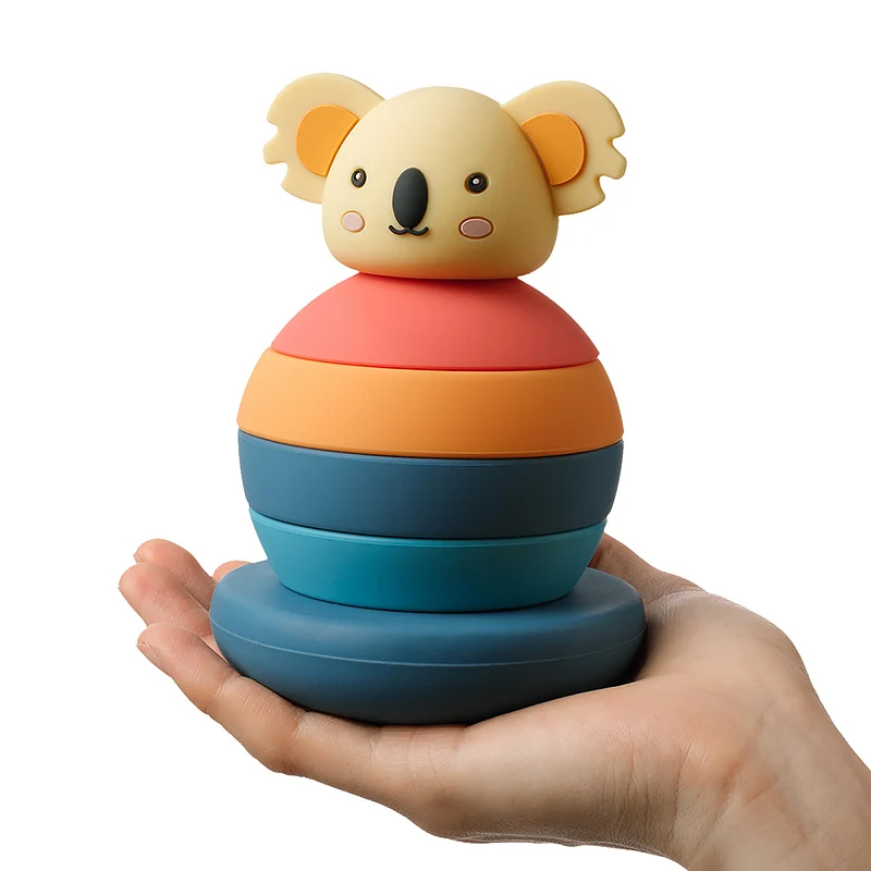 

Block Toy Soft Silicone Soft Cubes Stacking Tower Bath Teether Rattles Building Blocks Montessori Educational Toys Newborn Gift