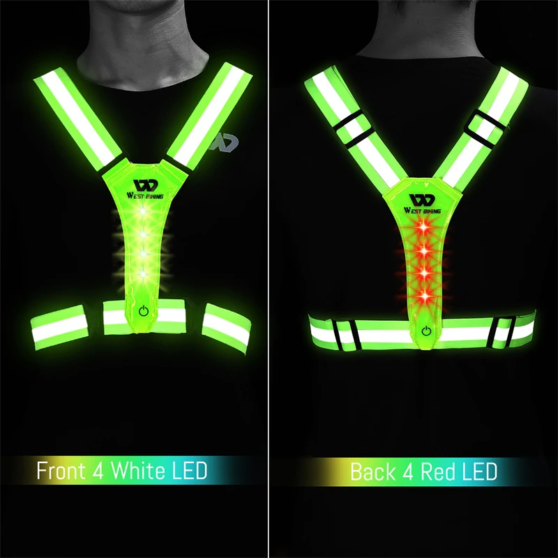 LED Reflective Vest Light Up Running Vest Adjustable Straps Cycling Safety Vest USB Rechargeable 3 Light Modes for Night Running