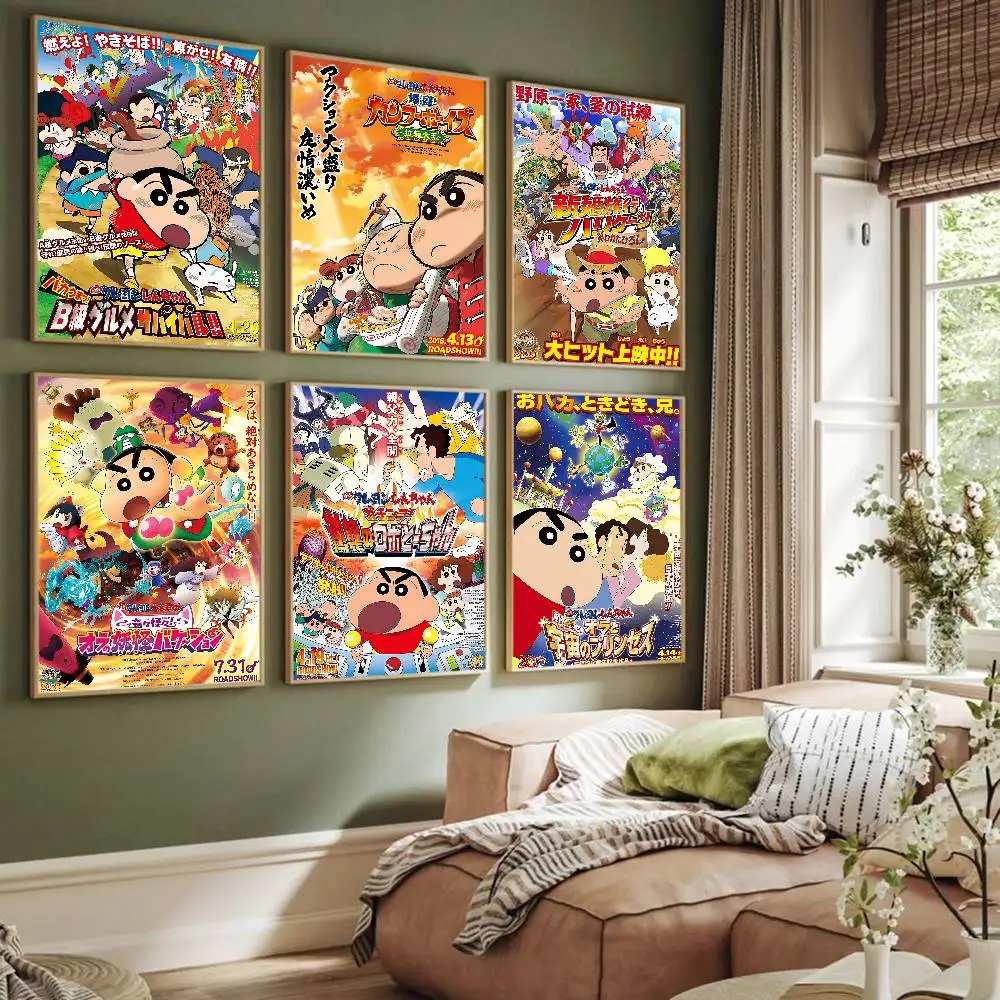 Cartoon C-Crayon S-Shin-chan Classic Vintage Posters Decoracion Painting Wall Art White Kraft Paper Kawaii Room Decor