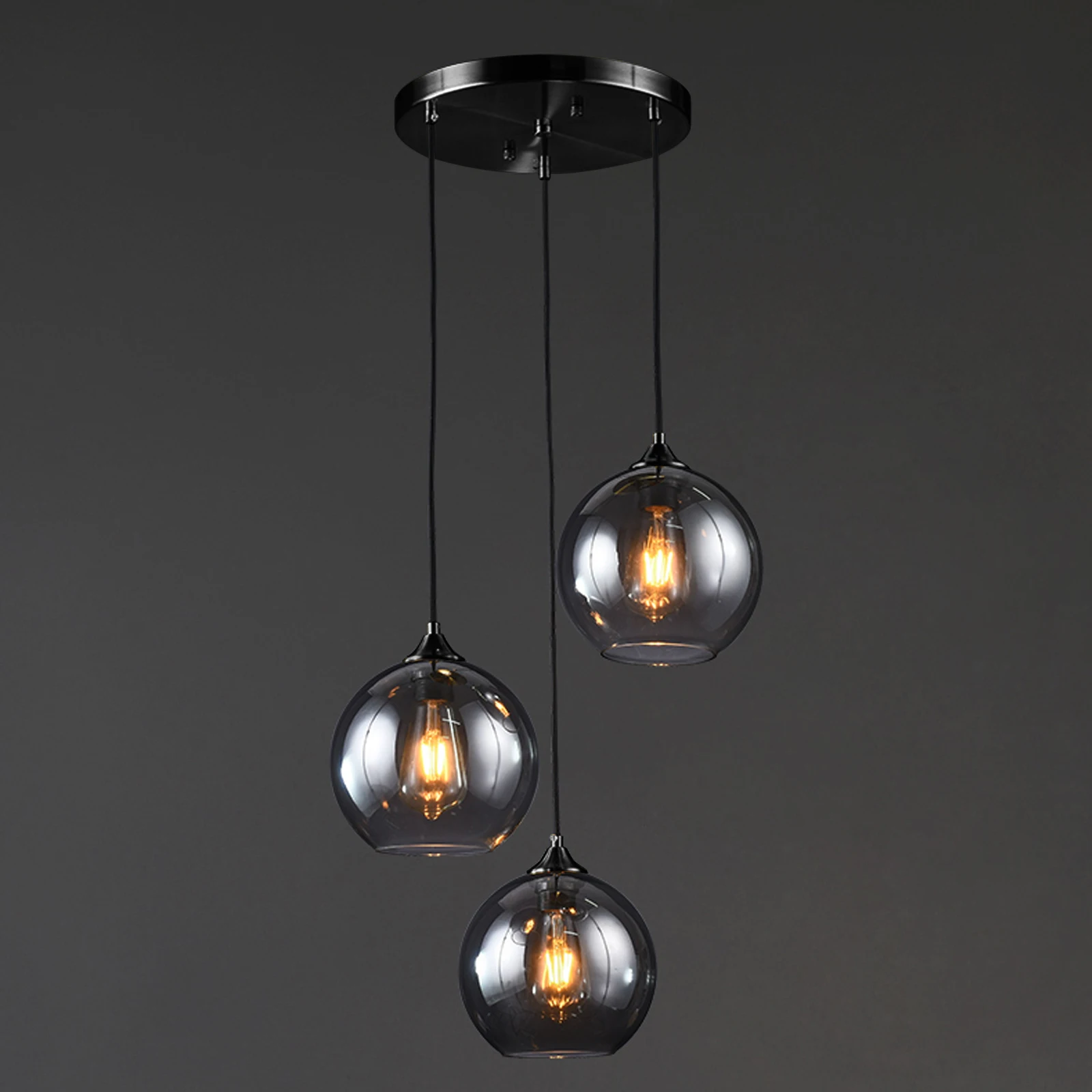 Grigio Nordico Moderno Semplice Sala da pranzo Soggiorno Luci a sospensione Lampadario Cafe Bar Bar Bar 1-5 teste Lampada a sospensione in vetro E27