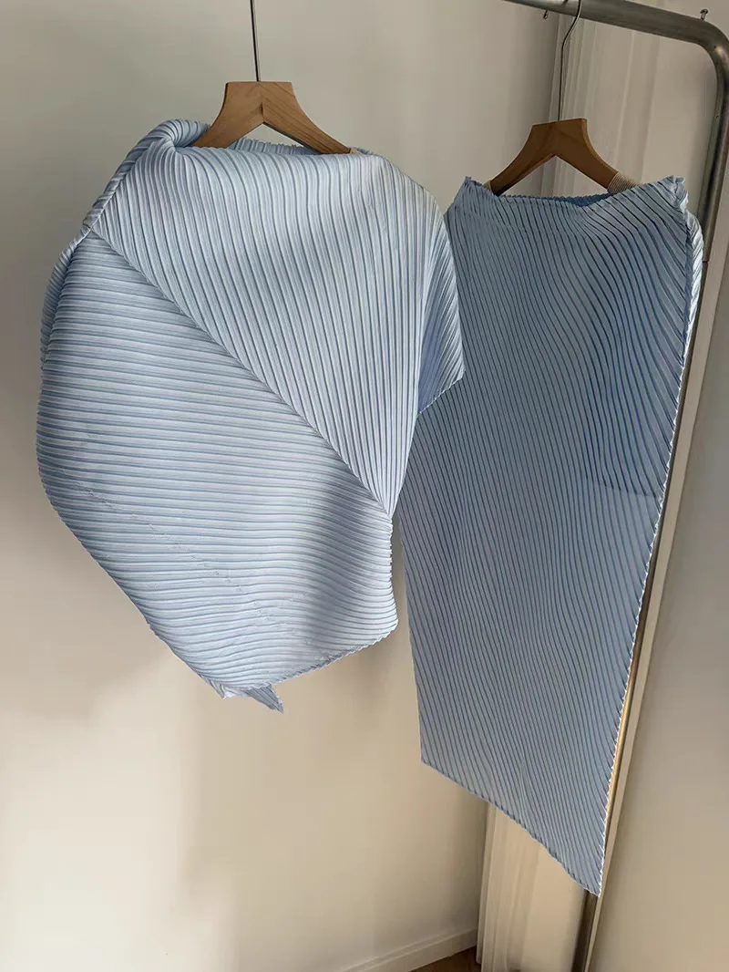 Pleated T-Shirt 2026 Summer New Japane Irregular Cut Pile Collar Top Simple Fashion Lightweight Wrinkle-Free Women Skirt