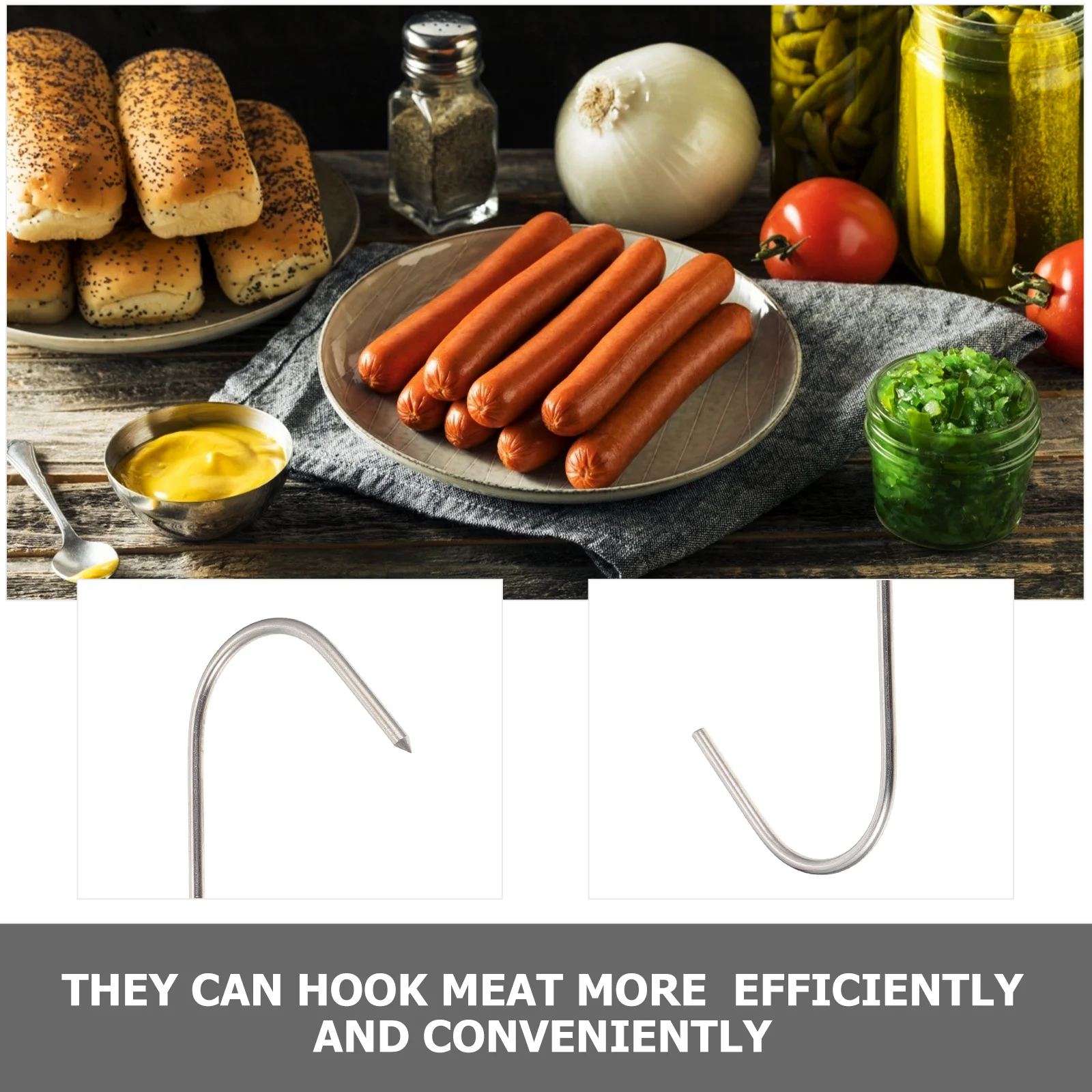 

10Pcs Stainless Steel Meat Hooks S Shaped for Butcher Shops Roast Kitchens Hanging Drying Smoking Sausage Ham Fish Processing