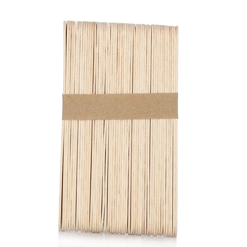 50pcs Wooden Wax Spatulas - Disposable Tongue Depressor for Mask & Hair Removal Cream Applicator