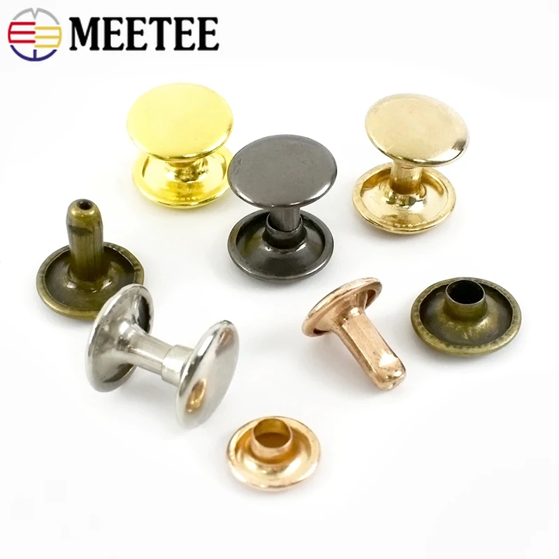 

100Sets Meetee 6/8/10mm Metal Buckle Double Cap Rivet Studs Button Bag Shoes Strap Round Nail Buckles Clothes Decor Accessories