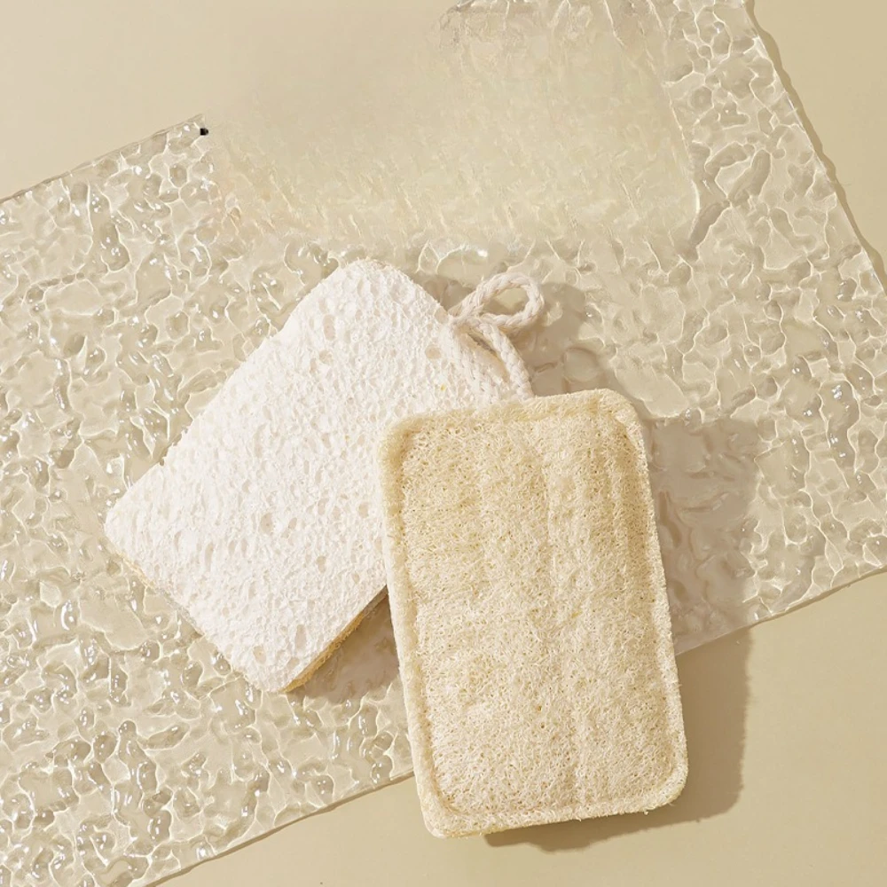 Natural Dishwashing Sponge Non-stick Oil Loofah Absorbent and Stain-removing Easy To Clean Wood Pulp Cotton Cloth Scouring Pads