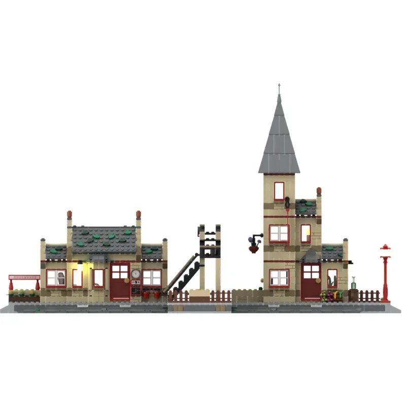 MOC Hogsmeaded Train Station Building Blocks Set Magic Movie House Extension Compatible 76423 Bricks Toys Children Birthday Gift