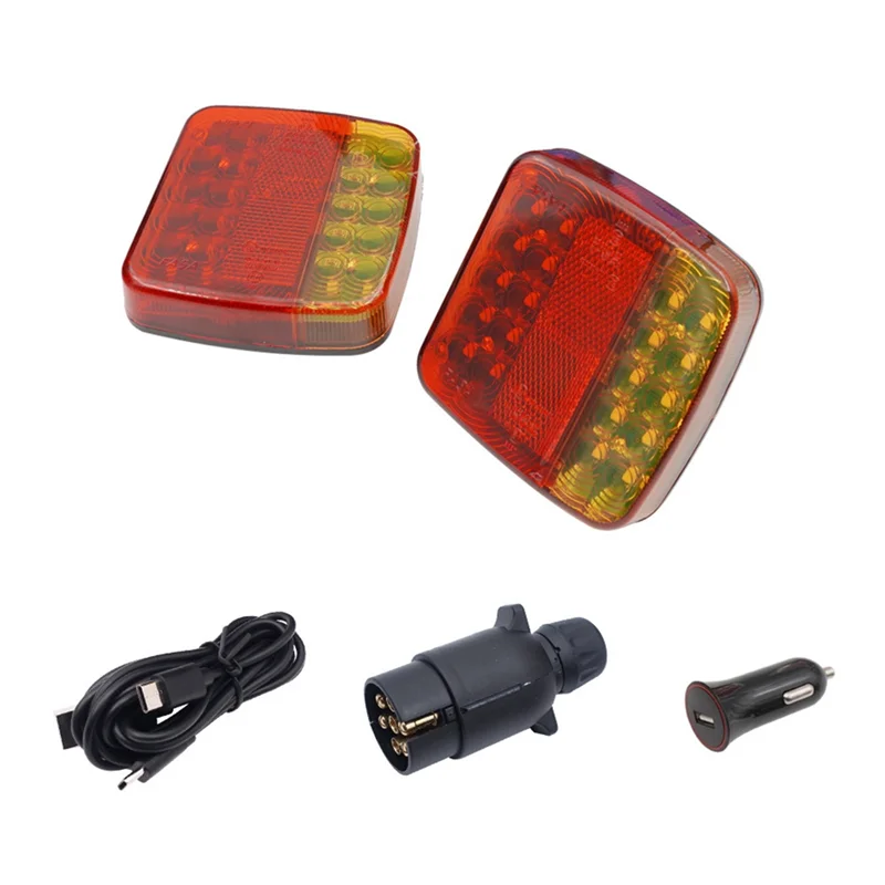 Wireless Trailer Lights Kit for Towing Truck, Rechargeable LED Tow Light with Magnetic for Boat Trailer RV