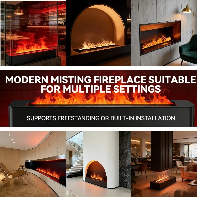 Built-In Water Vapor Fireplace 180cm,Frameless,effect fireplace mist technology firebox,Multi-Color,App Control,Timer firepit view 6