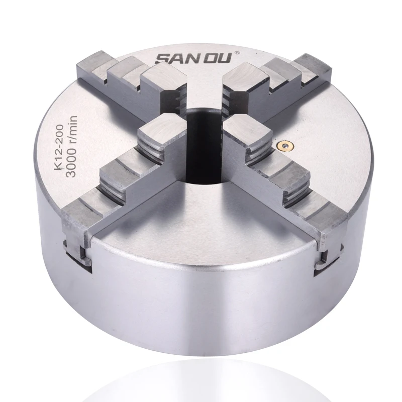 Metal Lathe Chuck 200mm SANOU Brand Precision 4 Jaw Self-Centering Chuck K12-200 Manual Chuck Scroll Chuck