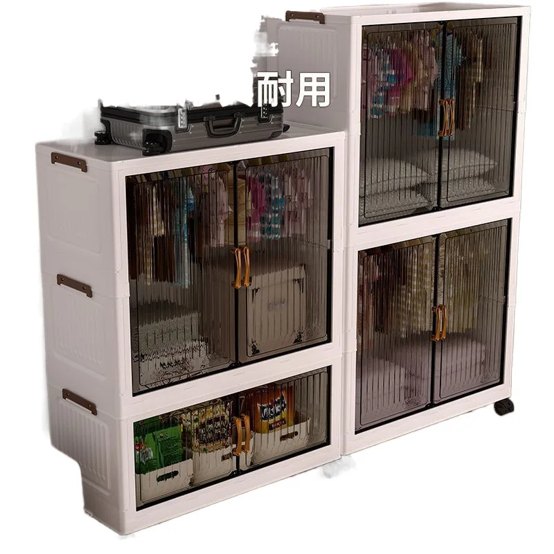 

Zero formaldehyde baby wardrobe bedroom baby clothes storage cabinet double door folding wardrobe multi-layer plastic locker