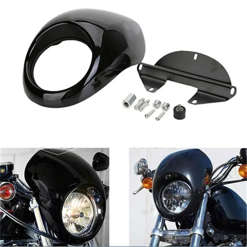 

Motorcycle black front cover, headlight decorative baffle mask 883 XL1200 Harley modified large lampshade hood