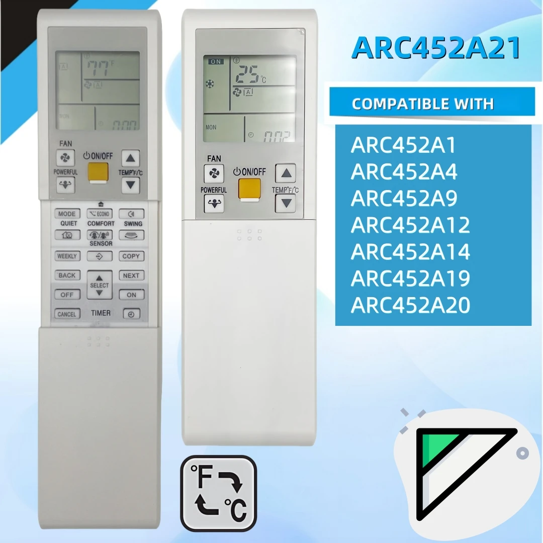 Replacement ARC452A21, ARC452A22, ARC452A4, ARC452A19, ARC452A20 AC Remote Control For DAIKIN Air Conditioner, ℉/℃