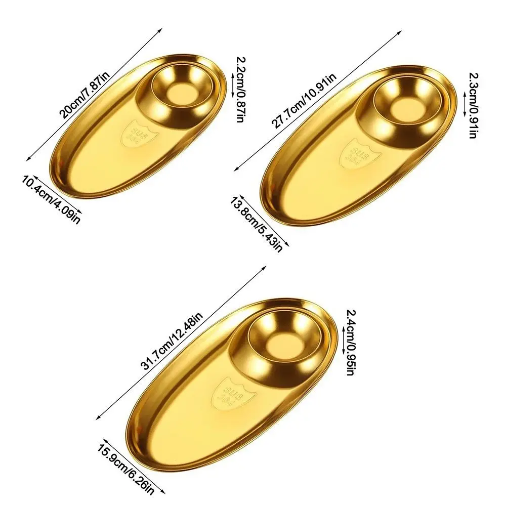 Stainless Steel Dinner Tray Heat Resistant Rust Resistant Serving Platter Rolled Edges Deformation Resistant Dinner Plate