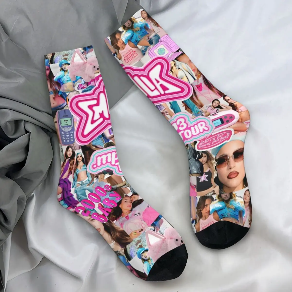 Pink Emilia Mernes Mp3 Socks Spring Music Album Stockings Harajuku Couple Warm Soft Socks Graphic Skateboard Anti-Slip Socks