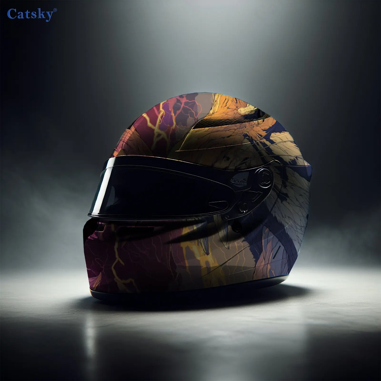 Art - Beast Clash Helmet PVC ملصق واقٍ، ملحق ديكور خارجي لخوذة الدراجة النارية، فين مقاوم للماء وذاتي اللصق