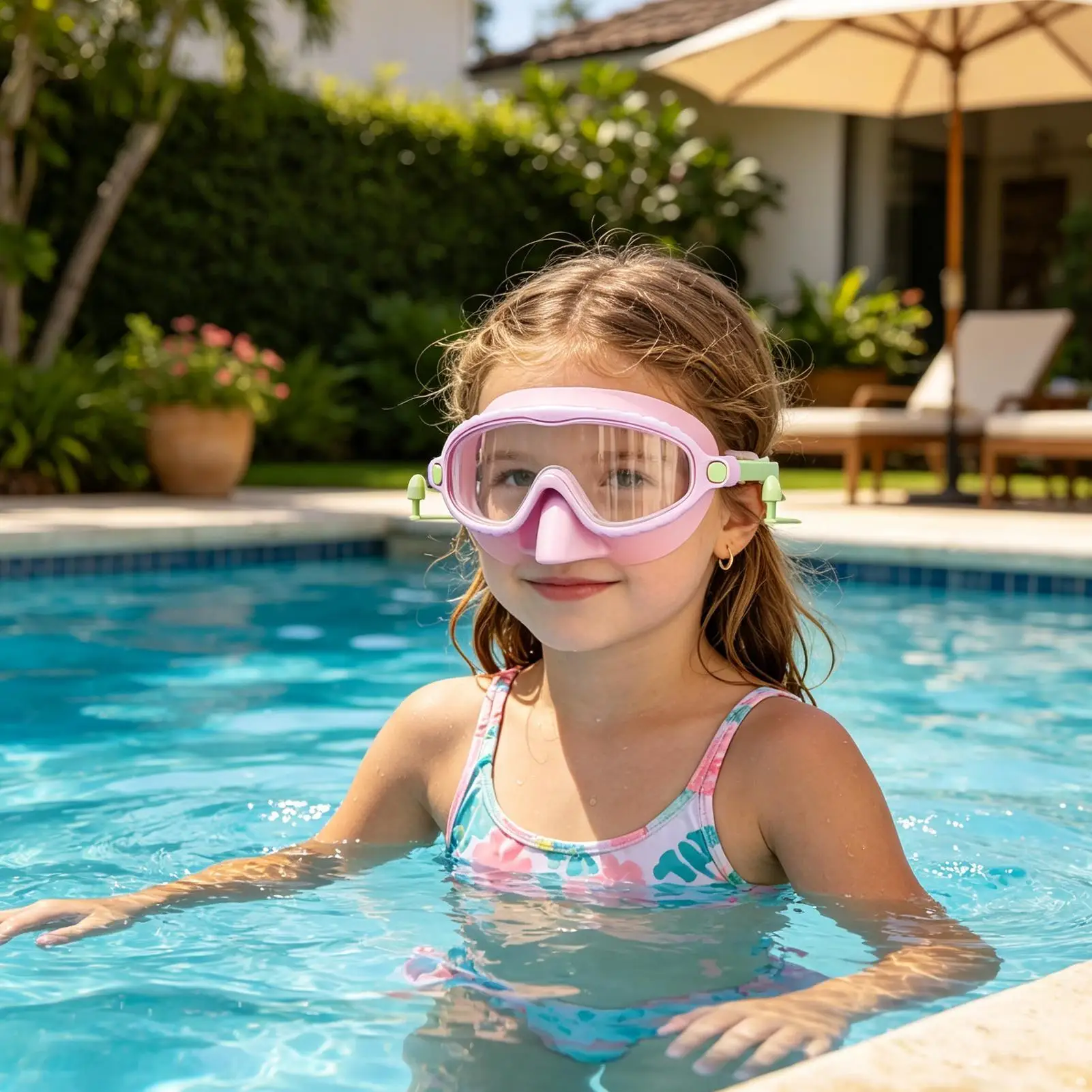Kids Goggles Nose Cover 180 Wide Angle Anti-Fog Diving Glasses Anti-knotted Hair Leak-Proof Pool Goggles With Nose Cover For
