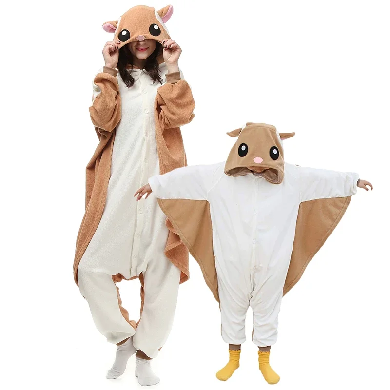 Kids Flying Squirrel Onesie Adult Women Men Kigurumis Pyjamas Animal Cartoon Pajama Homewear Halloween Cosplay Party Costume XXL