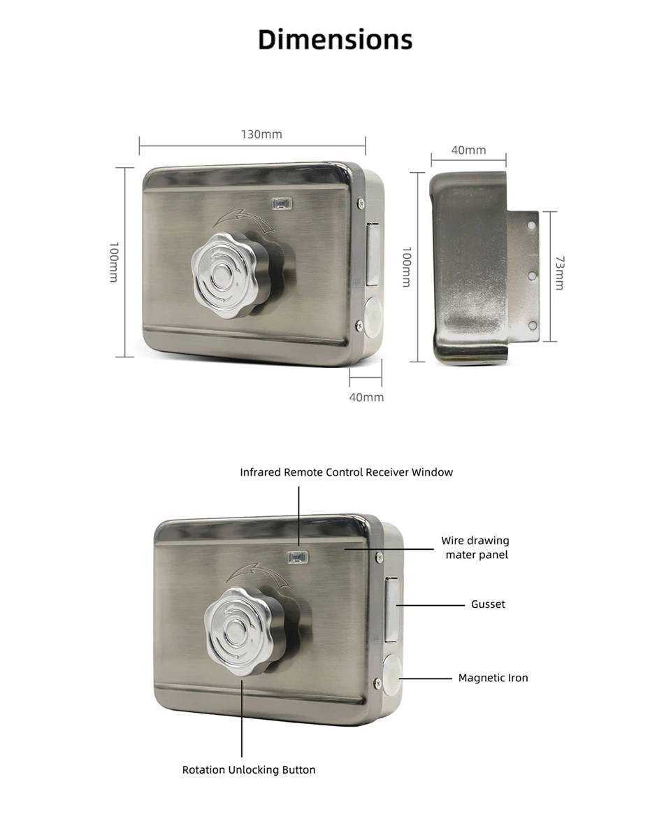 High grade anti-theft electronic lock suitable for wooden or iron doors+12V3A dedicated unlocking power supply